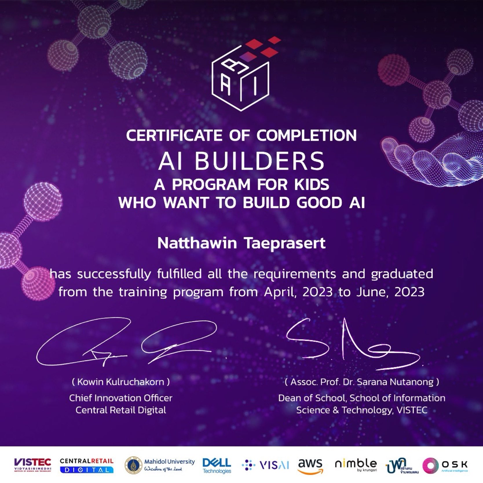 AI Builders Program completion certificate
