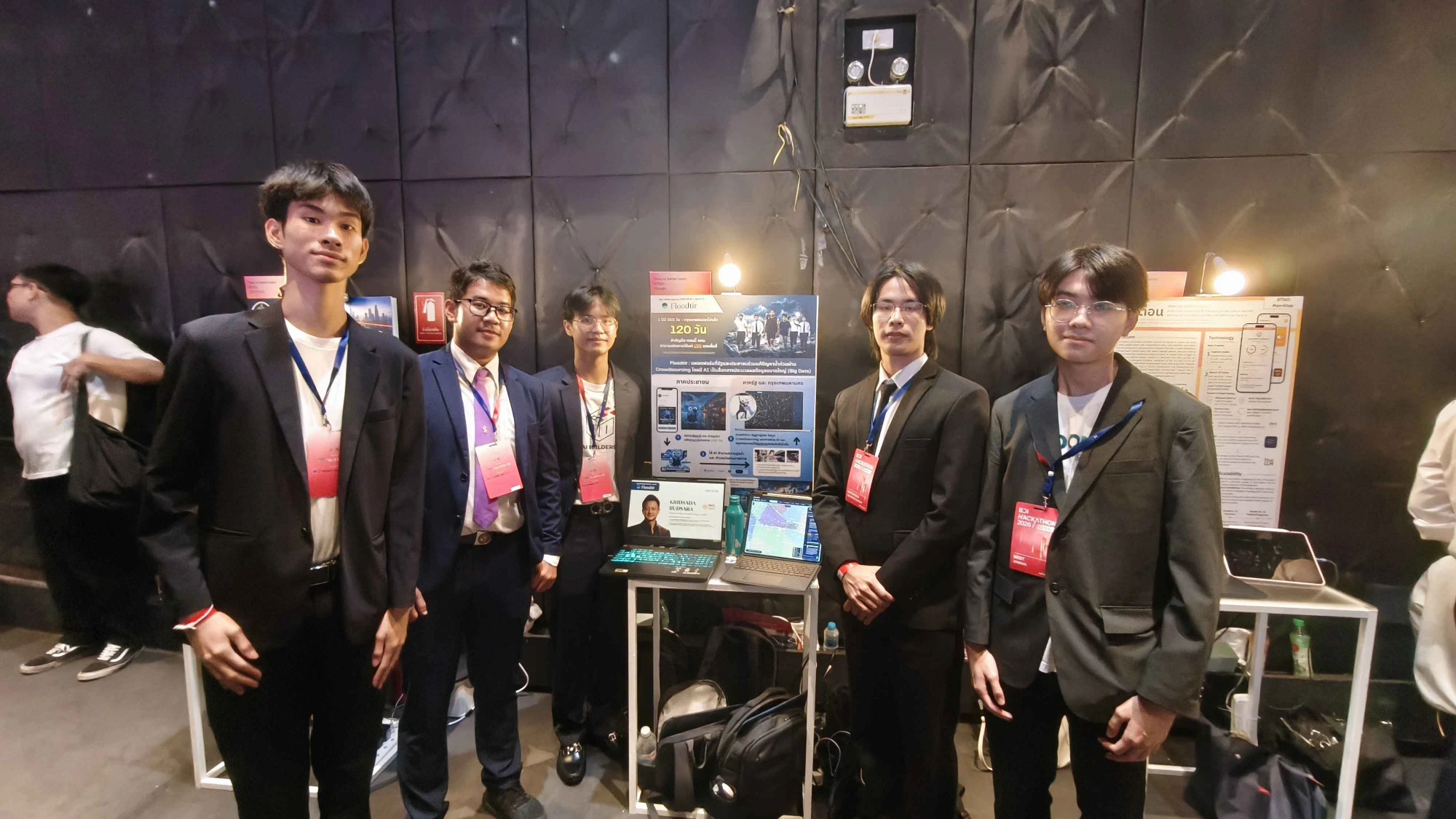 Team Floodtir at the BDI Hackathon 2026 finals booth